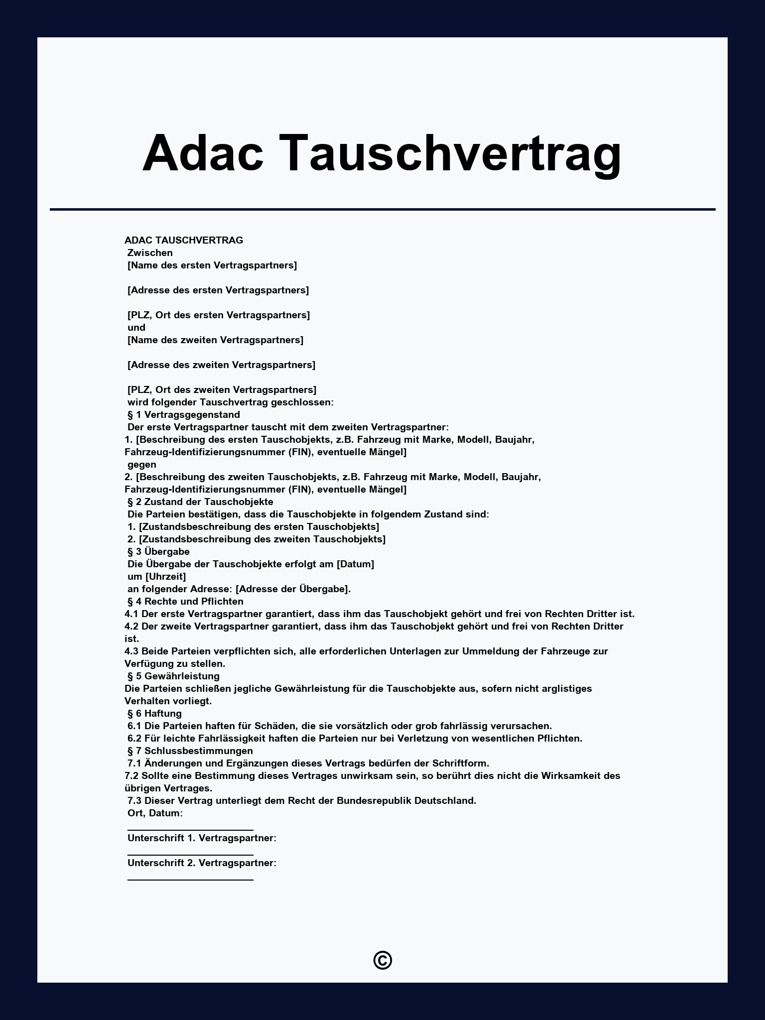 Adac Tauschvertrag