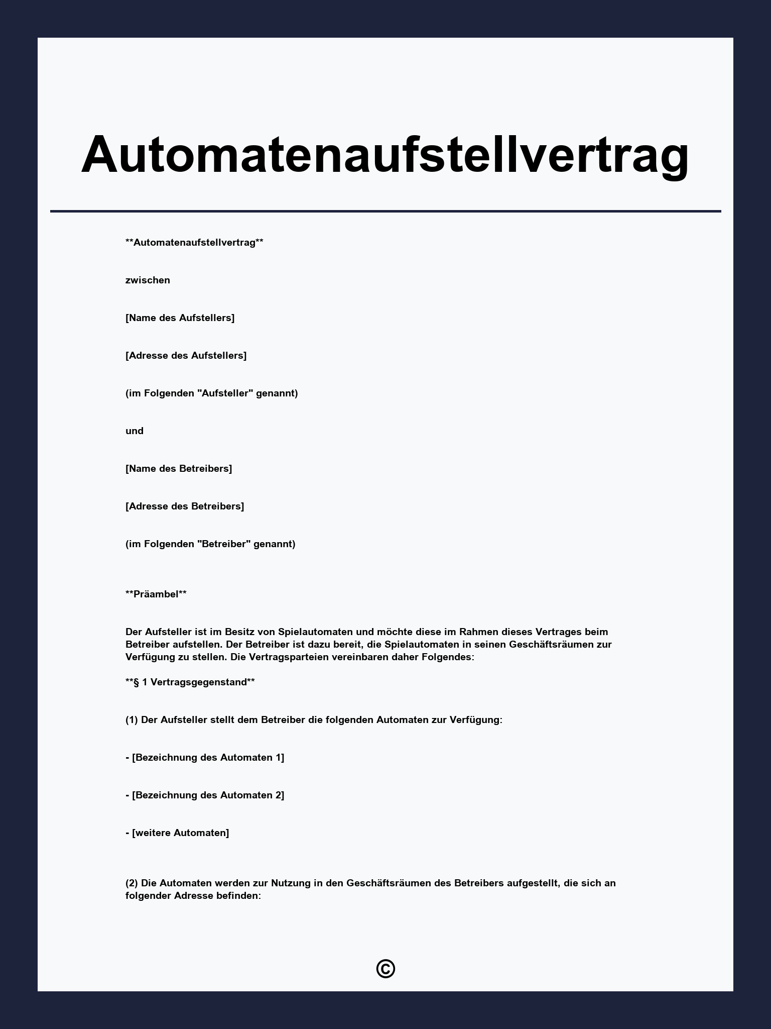 Automatenaufstellvertrag