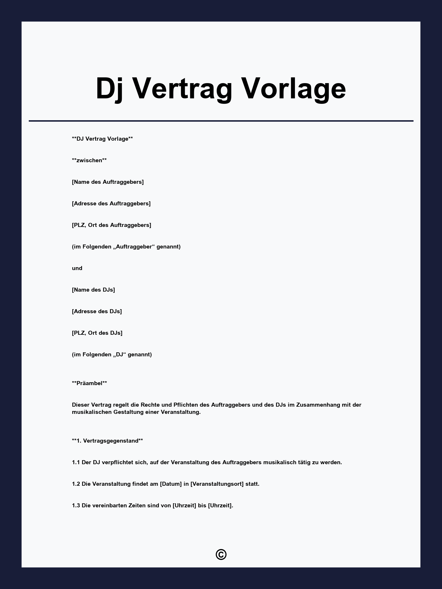 Dj Vertrag Vorlage