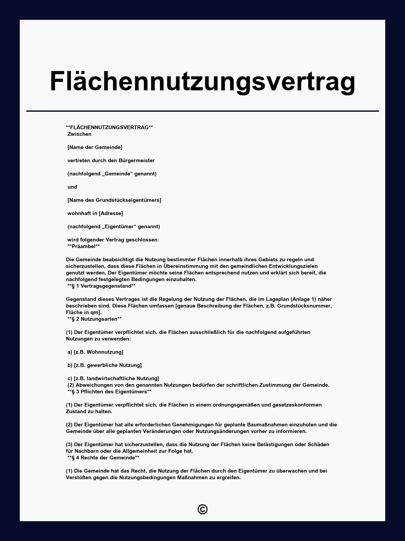 Flächennutzungsvertrag