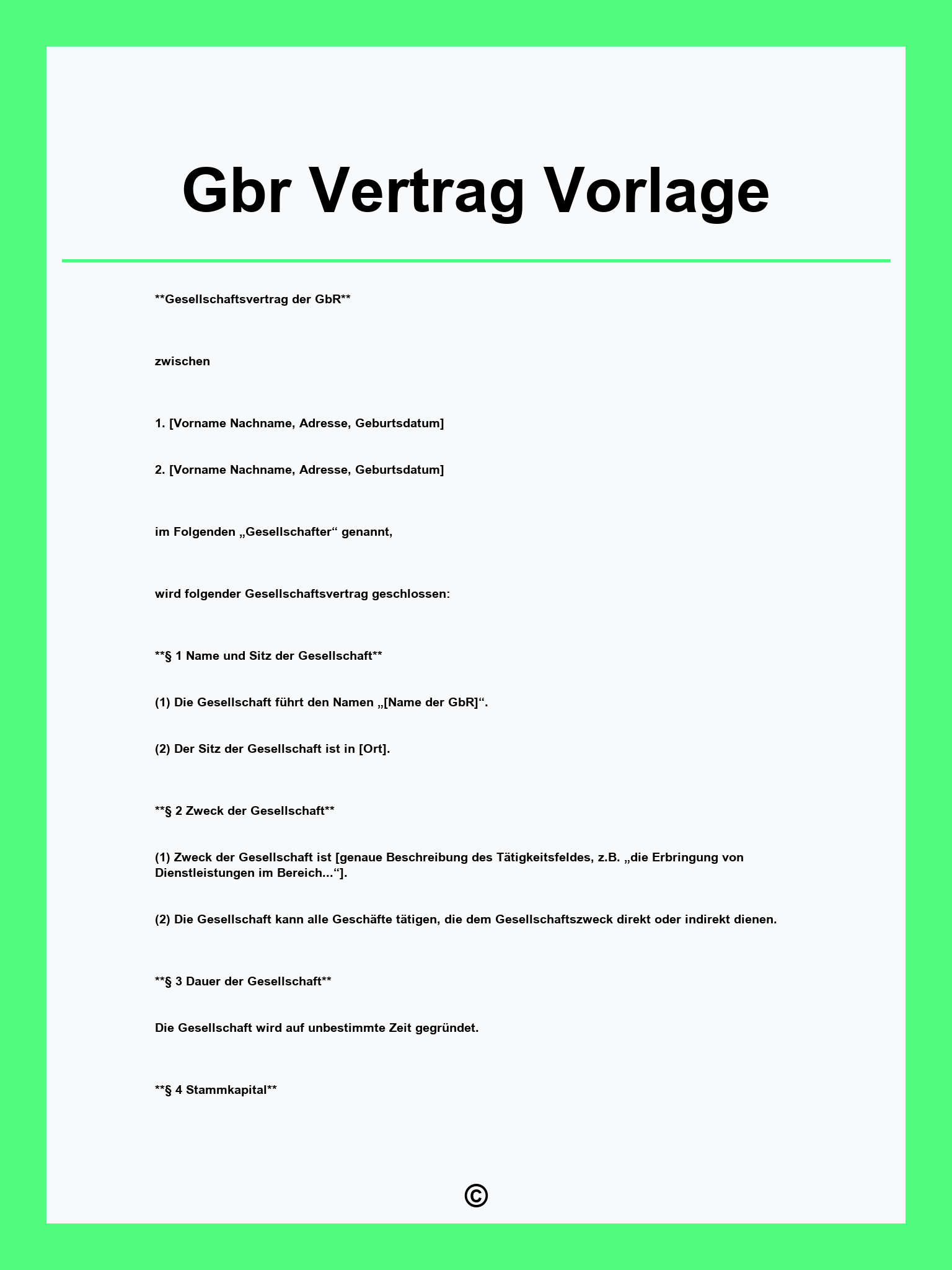 Gbr Vertrag Vorlage
