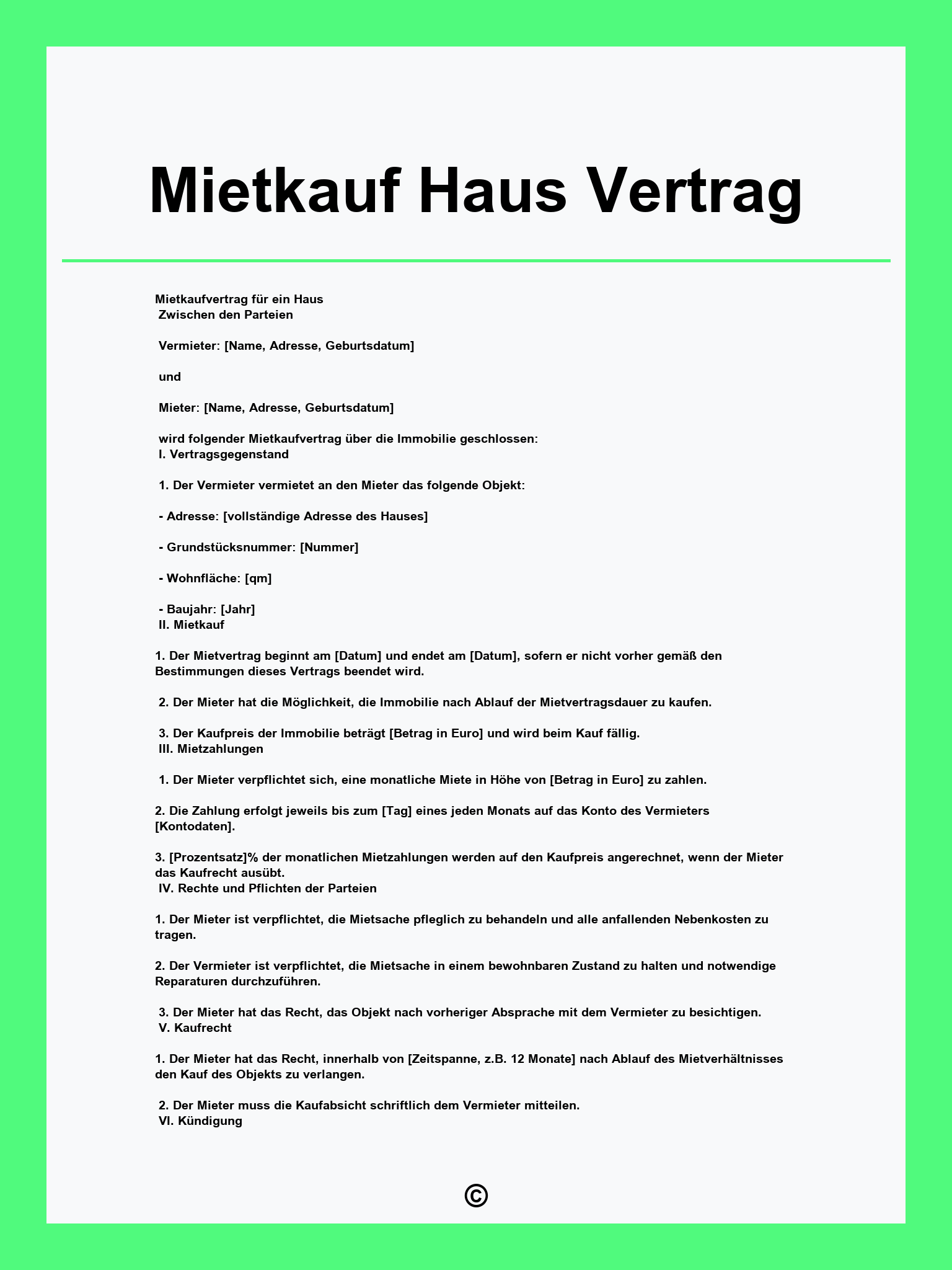 Mietkauf Haus Vertrag
