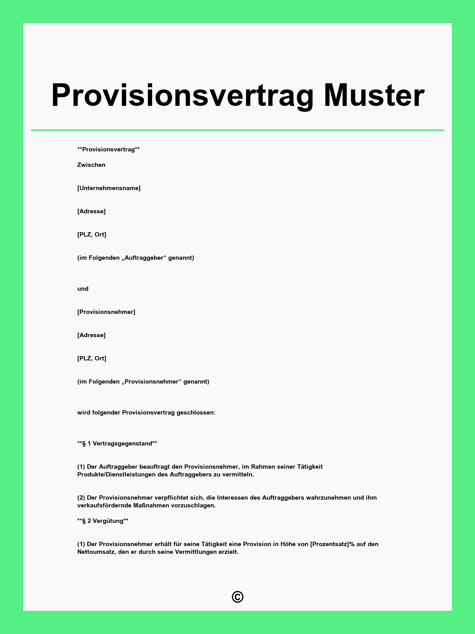Provisionsvertrag Muster