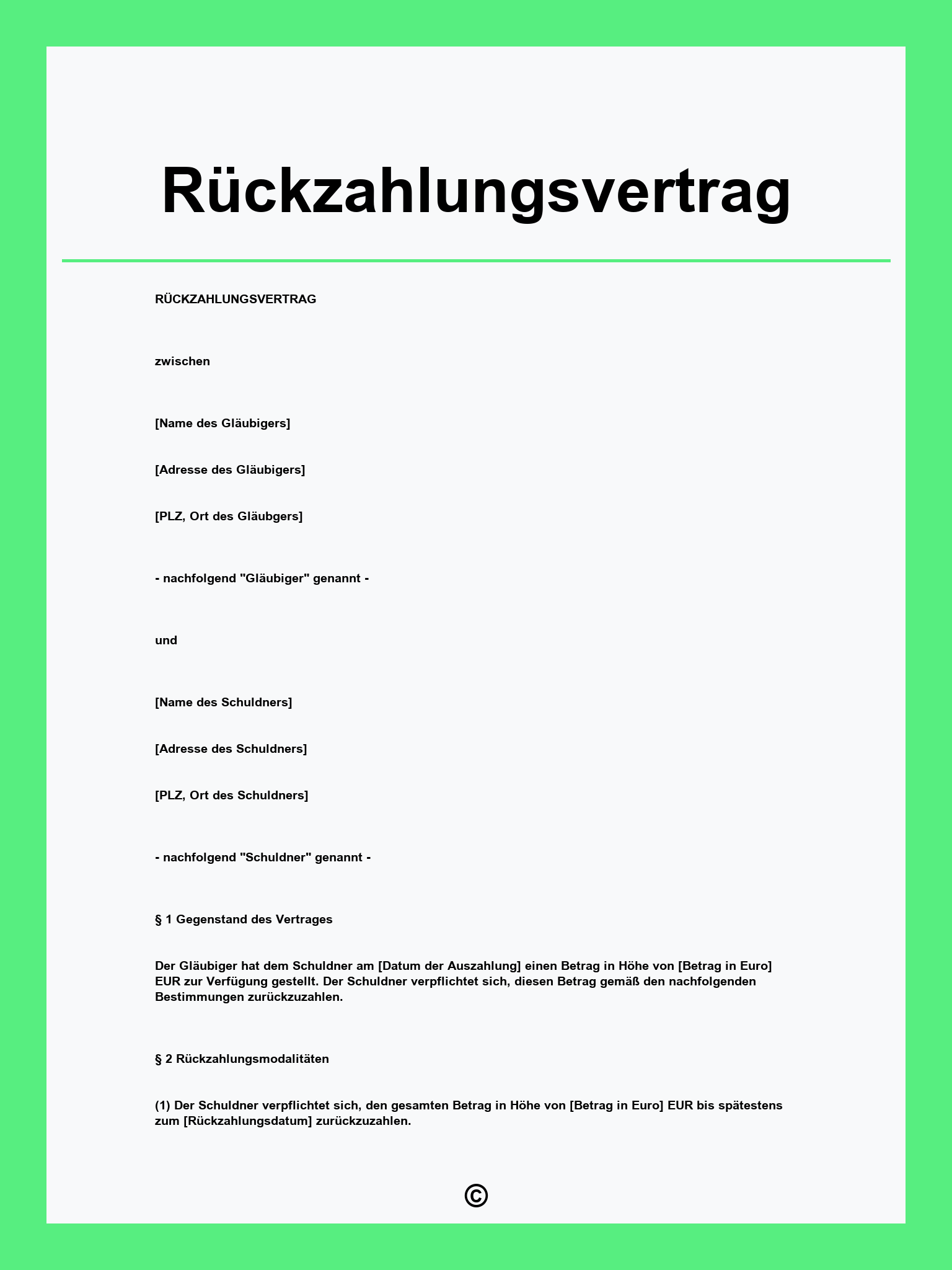 Rückzahlungsvertrag