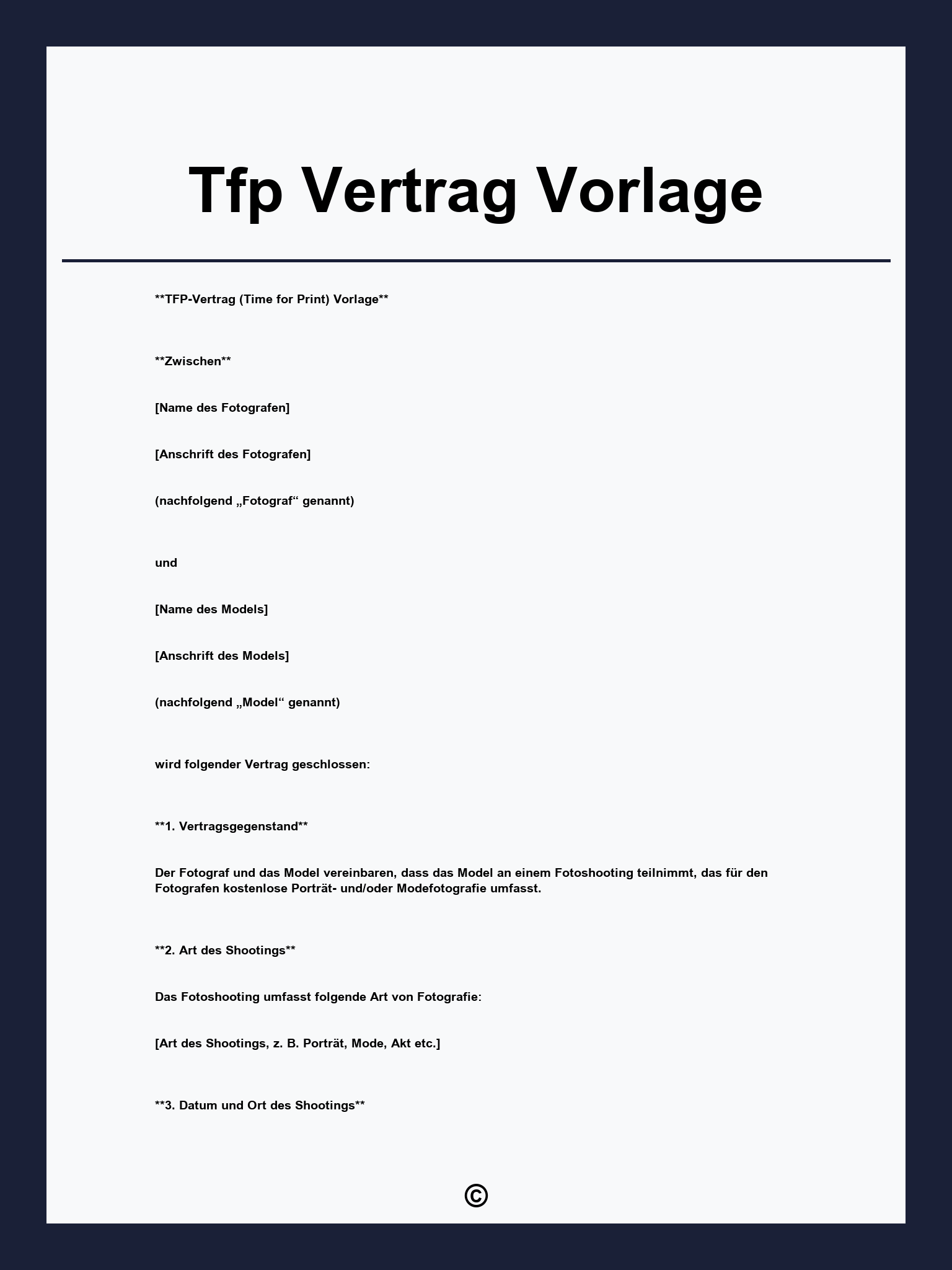 Tfp Vertrag Vorlage