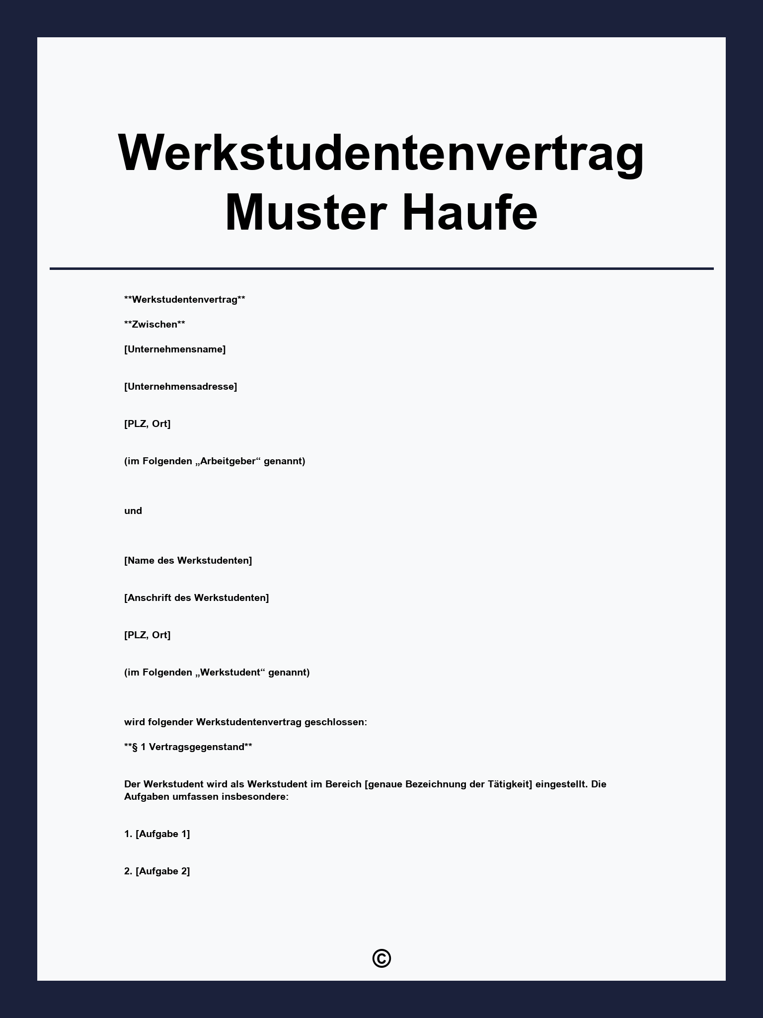 Werkstudentenvertrag Muster Haufe